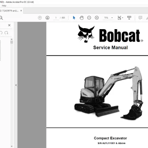 Bobcat E32i Compact Excavator Service Manual SN AUYJ11001 & Above  - PDF DOWNLOAD