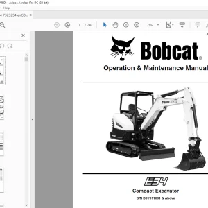 Bobcat E34 Compact Excavator Operation & Maintenance Manual 7323254 (12-20)  - PDF DOWNLOAD