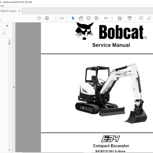 Bobcat E34 Compact Excavator Service Manual SN B3Y311001 & Above - PDF DOWNLOAD