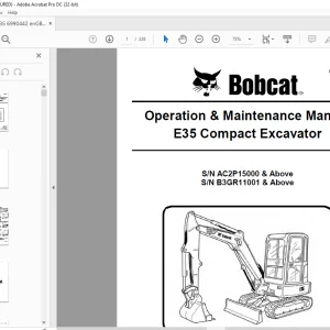 Bobcat E35 Compact Excavator Operation & Maintenance Manual 6990442 (01-18)  - PDF DOWNLOAD