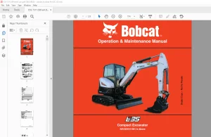 Bobcat E35 Compact Excavator Operation & Maintenance Manual SNB3Y211001 & Above -  PDF DOWNLOAD