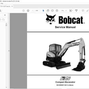 Bobcat E35 Compact Excavator Service Manual SN B3WZ11001 & Above - PDF DOWNLOAD