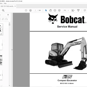Bobcat E35 Compact Excavator Service Manual SNB3Y211001 & Above - PDF DOWNLOAD