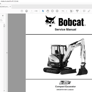 Bobcat E35z Compact Excavator Service Manual SN B3Y411001 & Above - PDF DOWNLOAD