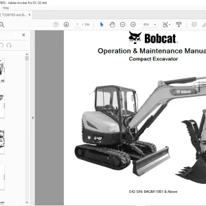 Bobcat E42 Compact Excavator Operation & Maintenance Manual B4GM11001 & Above  - PDF DOWNLOAD
