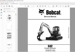 Bobcat E42 Compact Excavator Service Manual  - PDF DOWNLOAD