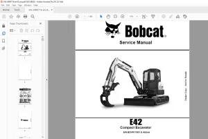 Bobcat E42 Compact Excavator Service Manual SN B2VW11001 & Above  -  PDF DOWNLOAD