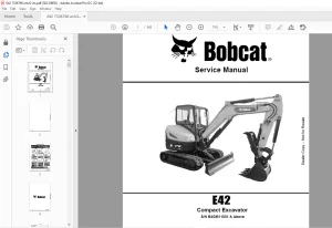 Bobcat E42 Compact Excavator Service Manual SN B4GM11001 & Above - PDF DOWNLOAD