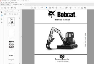 Bobcat E50 Compact Excavator Service Manual SN AJ1811001 & Above  - PDF DOWNLOAD
