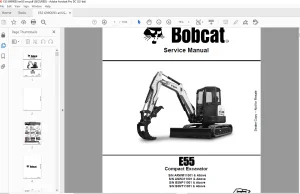 Bobcat E55 Compact Excavator Service Manual 6990093 (01-20) - PDF DOWNLOAD