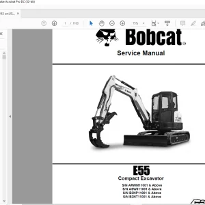 Bobcat E55 Compact Excavator Service Manual 6990093 (01-20) - PDF DOWNLOAD