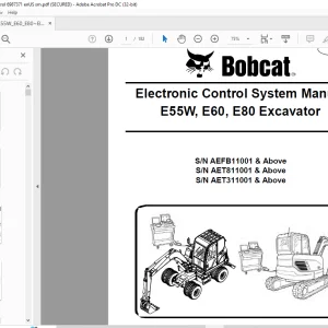 Bobcat E55W, E60, E80 Excavator Electronic Control System Manual  - PDF DOWNLOAD