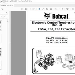 Bobcat E55W, E60, E80 Excavator Electronic Control Troubleshooting Manual  - PDF DOWNLOAD