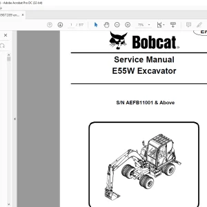 Bobcat E55W Excavator Service Manual SN AEFB11001 & Above -  PDF DOWNLOAD