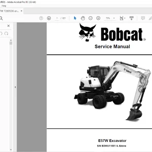 Bobcat E57W Excavator Service Manual SNB3WU11001 & Above  - PDF DOWNLOAD