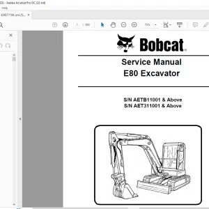 Bobcat E80 Excavator Service Manual 6987194 (05-16) -  PDF DOWNLOAD
