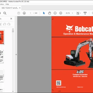 Bobcat E85 Compact Excavator Operation & Maintenance Manual 7320317 (06-19)  - PDF DOWNLOAD