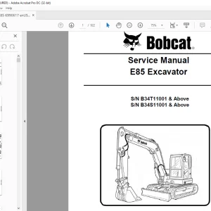 Bobcat E85 Excavator Service Manual 6990617 (01-20)  -  PDF DOWNLOAD