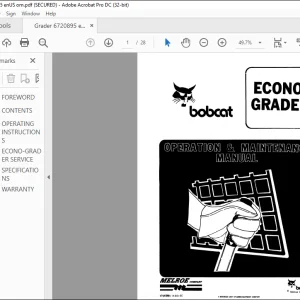 Bobcat ECONO GRADER Operation & Maintenance Manual 6720895 (4-92) -  PDF DOWNLOAD