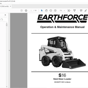 Bobcat EarthForce S16 Skid-Steer Loader Operation & Maintenance Manual SN B47F11001 & Above - PDF DOWNLOAD