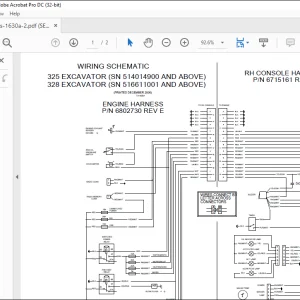 Bobcat Excavator 325 328 Electrical Wiring Schematic Manual TS-1630A  - PDF DOWNLOAD