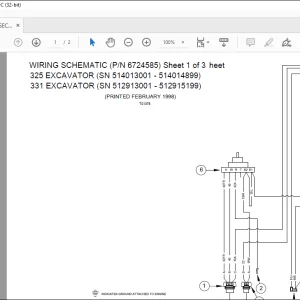 Bobcat Excavator 325 331 Electrical  WIRING Schematic Manual (PN 6724585) - PDF DOWNLOAD