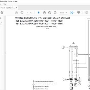 Bobcat Excavator 325 331 Electrical Wiring Schematic Manual TS1375  -  PDF DOWNLOAD