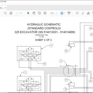 Bobcat Excavator 325 Hydraulic (STANDARD CONTROLS) Schematic Manual V-1384 -  PDF DOWNLOAD