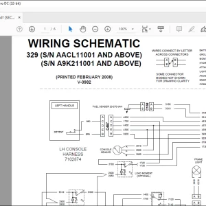 Bobcat Excavator 329 Electrical Wiring Schematic Manual V-0982  -  PDF DOWNLOAD