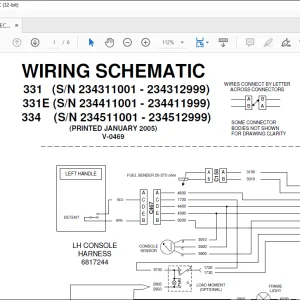 Bobcat Excavator 331 331E 334 Electrical Wiring Schematic Manual V-0469  - PDF DOWNLOAD