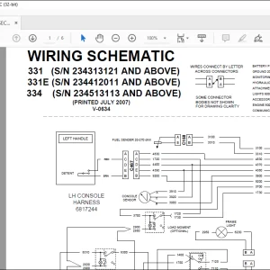 Bobcat Excavator 331 331E 334 Electrical Wiring Schematic Manual V-0634  - PDF DOWNLOAD