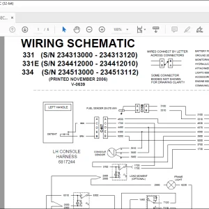 Bobcat Excavator 331 331E 334 Electrical Wiring Schematic Manual V-0639 -  PDF DOWNLOAD