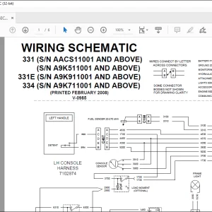 Bobcat Excavator 331 331E 334 Electrical Wiring Schematic Manual V-0985 -  PDF DOWNLOAD