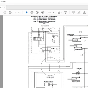 Bobcat Excavator 331 331E 334 Hydraulic/Hydrostatic Schematic Manual V-0473 -  PDF DOWNLOAD