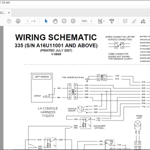 Bobcat Excavator 335 Electrical Wiring Schematic Manual V-0845 -  PDF DOWNLOAD