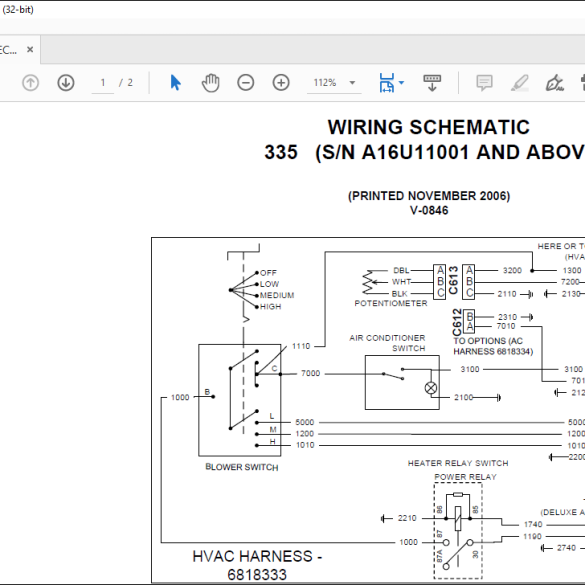 Bobcat Excavator 335 Electrical Wiring Schematic Manual V0846 PDF