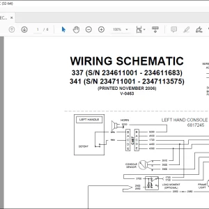 Bobcat Excavator 337 341 Electrical Wiring Schematic Manual V-0463 -  PDF  DOWNLOAD