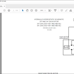 Bobcat Excavator 337 and 341 Hydraulic/Hydrostatic Schematic Manual MC 2694  - PDF DOWNLOAD