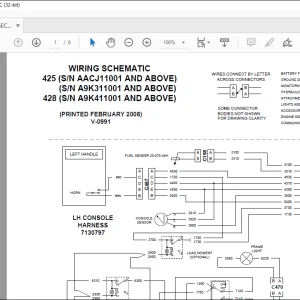 Bobcat Excavator 425 428 Electrical Wiring Schematic Manual V-0991  - PDF DOWNLOAD