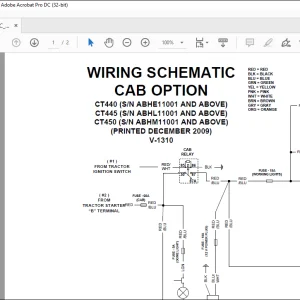 Bobcat Compact Tractor CT440 CT445 CT450 CAB OPTION Electrical Wiring Schematic Manual  V-1310 - PDF DOWNLOAD