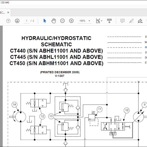 Bobcat Compact Tractor CT445 CT450 Hydraulic Schematic Manual V-1307