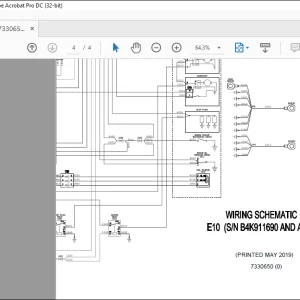 Bobcat Excavator E10 Electrical Wiring Schematic Manual 7330650  -  PDF DOWNLOAD