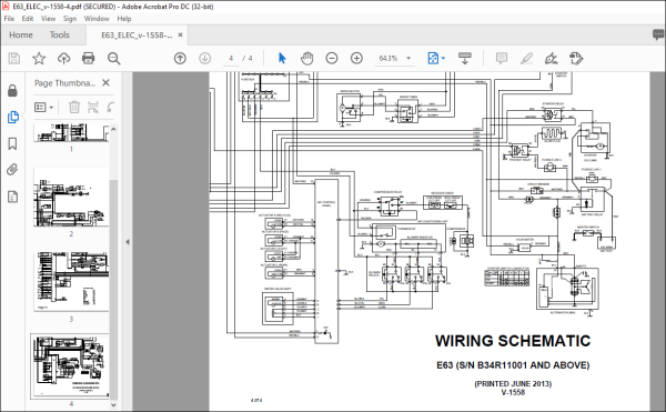 Bobcat Excavator E63 Electrical Wiring Schematic Manual V-1558 - PDF ...