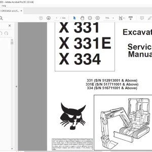 Bobcat Excavator X331 X331E X334 Service Manual 6900464 (6-12) -  PDF DOWNLOAD