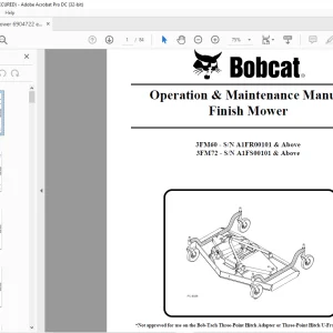 Bobcat Finish Mower 3FM60 3FM72 Operation & Maintenance Manual - PDF DOWNLOAD