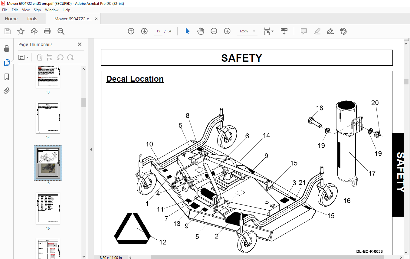 Bobcat Finish Mower 3FM60 3FM72 Operation & Maintenance Manual - PDF