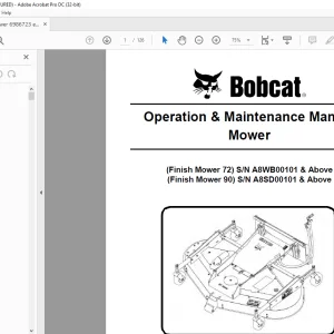 Bobcat Finish Mower 72 90 Operation & Maintenance Manual 6986723 (07-18)  - PDF DOWNLOAD