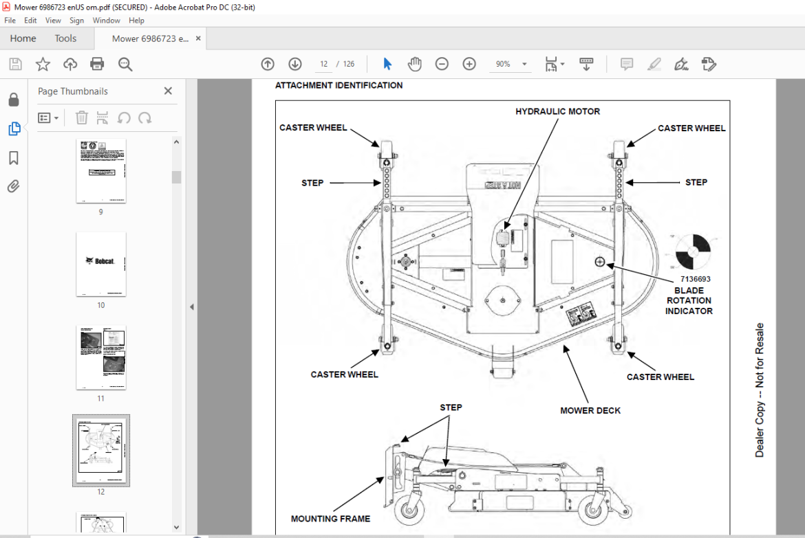 Bobcat Finish Mower 72 90 Operation & Maintenance Manual 6986723 (07-18