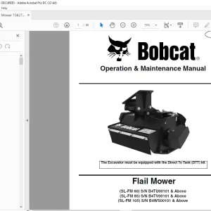 Bobcat Flail Mower SL-FM 60 SL-FM 85 SL-FM 105 Maintenance Manual 7362782 (06-19) -  PDF DOWNLOAD