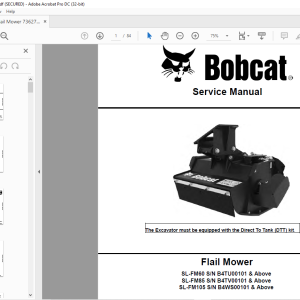 Bobcat Flail Mower SL-FM60 SL-FM85 SL-FM105 Service Manual